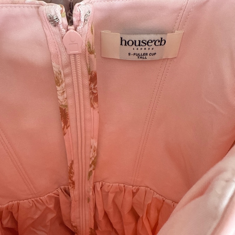 House of CB SANCIA English Vintage Rose Print Puff Sleeve Mini Dress NWOT - Picture 10 of 12